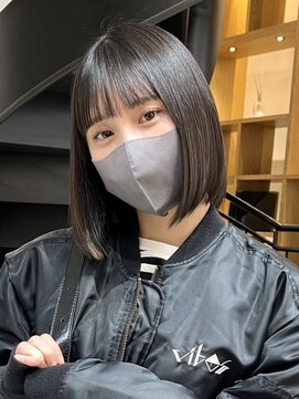 ラフ 新宿(Laff) 新宿 髪質改善縮毛矯正 前下がりボブ 切りっぱなしボブ ミニボブ