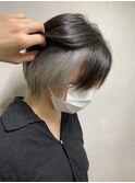 20代30代ウルフインナーカラーシルバー立体感小顔丸