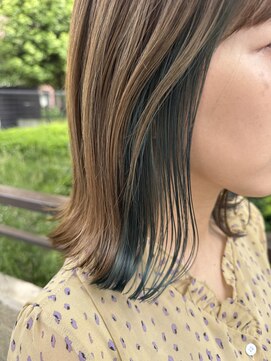 サル(saru) #インナーカラー × #ブルーグリーン