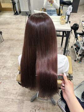 アジールヘア 所沢プロペ通り店(agir hair) 前髪あり◎韓国風レイヤー縮毛矯正×くびれロングレッドブラウン