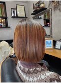 切りっぱなしボブ×バーム仕上げスタイル