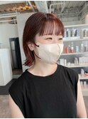 CAF松本【外ハネボブ×コーラルピンクインナーカラー】