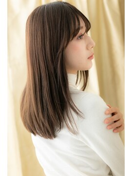 カバーヘア ブリス 大宮西口(COVER HAIR bliss) フェザーバングシルキーベージュ前下がりレイヤーロングY大宮