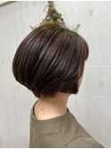 透け感バング大人可愛いショートボブひし形シルエット