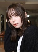 ◆小顔レイヤーカットミディアム/顔周りレイヤー/艶髪ブラウン