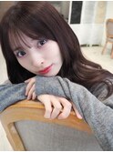 シースルーバングブリーチなしカラーピンクチョコレートカラー