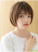 アプリコットオレンジ大人バイライト丸みボブ314X大宮10代20代
