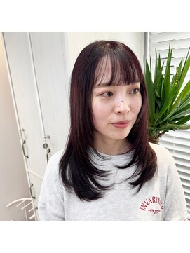 アオ 岡野 横浜(a-o) 【安藤貴志】ルビーピンクxレイヤーカット＊