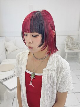 ネフ(NeF) 【NeF】落とせるレッドのコントラストカラーのレイヤーボブ*