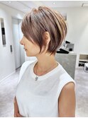30代40代50代ショート白髪ぼかし白髪染め面長似合う髪型【松原】