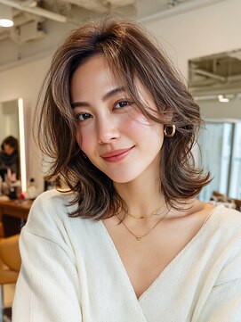 ミディアム/レイヤーカット/くびれ/大人女性/デザインカット