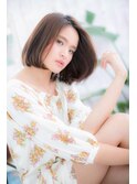 前下がりで小顔見せ！オレンジブラウンナチュラルボブc1