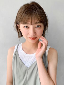 レクタ(RECTA) 斜めバングレージュカラーデザインカラーシルキーベージュボブ4