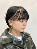ハンサムショート前下がりボブ切りっぱなしボブニュアンスパーマ