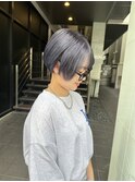 ダブルカラーラベンダーグレーショートヘアケアブリーチ韓国