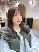 ピンクベージュ前髪カタログマルチダボブ【韓国ヘア/鈴木颯】