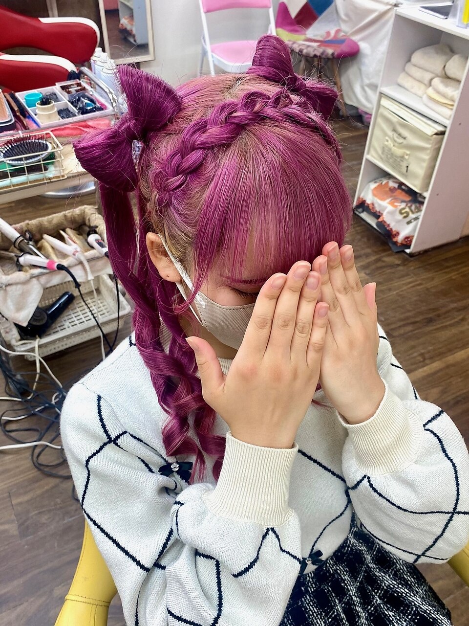 ハンパなく可愛い♪『編みカチュ＋ツインテール＆立体リボン