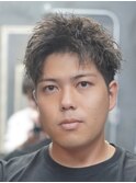 ベリーショートメンズマッシュツイストパーマボウズツーブロック