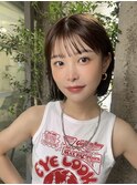 切りっぱなしボブナチュラルボブミディアム前髪縮毛矯正表参道