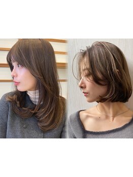 前髪・顔周りのレイヤーカットで小顔に！ブリーチなしダブルカラーと好相性♪韓国ボブも[渋谷/学割U24]