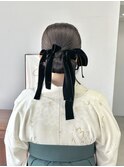 大人気20代◎結婚式成人式卒業式タイトシニヨンベロアリボン