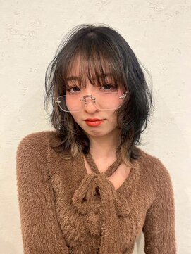 ポイントファイブバイソレイユ 小松店.5 by SOLEIL) ミディアムレイヤーブリーチグレージュインナーカラー