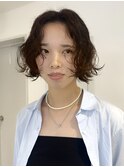 顔まわりレイヤーボブパーマ/20代/パーマ/ボブ