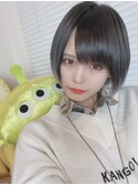 ミニウルフ/くすみブルー/流れるレイヤー/インナーハイライト