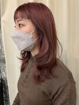 ハピネス 王寺店(Happiness) 20代30代 ウルフカット ピンクベージュ ワイドバング