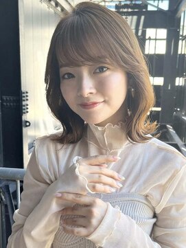 ミンクス 銀座店(MINX) くびれボブ 前髪ピンクベージュインナーグレージュマチルダボブ