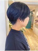 【堀惠】マッシュショートネイビーブルー20代30代40代