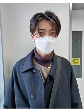 パープル(purple) メンズ前下がりセンターパート