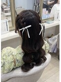 編み込みハーフツイン