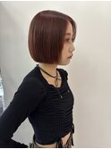 ボブ　オレンジカラー　ハイライト