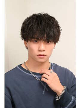 ネイビー(NAVY) 無造作シャドウパーマ メンズマッシュ