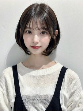 アース 栄店(HAIR&MAKE EARTH) earthショートレイヤーボブミルクティー丸みショートボブ