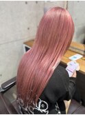ブリーチダブルカラー/ピンク/エクステついたままカラー