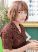大人かわいいココアブラウン小顔前下がりボブa戸頭20代30代40代