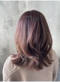 デザインカラー／レイヤーカット/ウエットヘア/オリーブベージュ