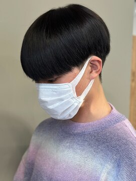 エルマーク(L-MARK) 黒髪マッシュナチュラルマッシュメンズヘア韓国ツーブロック