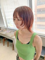 テトヘアー(teto hair)&nbsp;オレンジカラー、オレンジベージュ、ウルフカット