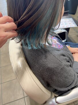 ユニ 江坂(Uni.) 髪質改善カラー　インナーカラー　ターコイズ