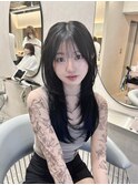 韓国シャギーレイヤーカット×ブルーブラック(新宿/おくれ毛/)