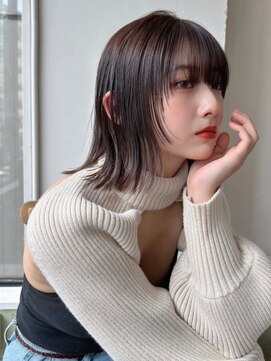 ポーチバイハニー オモテサンドウ(PORCH by HONEY omotesando) くびれボブ　外ハネ　レイヤーボブ　ダークグレージュ　小顔前髪