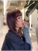 レイヤーカット/前髪カット/ピンクラベンダー