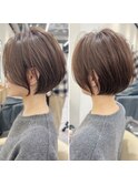 大人可愛い20代30代40代黒髪前下がりショートボブ丸みショート◎