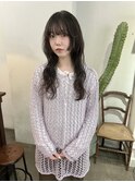 ロング　パーマ　レイヤーカット　姫カット