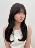 20代30代大人かわいい小顔周りレイヤーカットオリーブベージュ