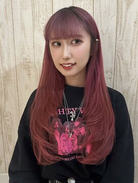 ヴィヴィ(VIVIE) ブリーチダブルカラーチェリーレッドピンク小顔レイヤーハッシュ