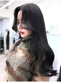 韓国ワンホンヘア顔まわりカットロングレイヤー堀江
